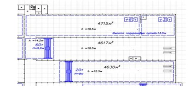 Аренда цеха от 4500 м² до 9000 м² с кран-балками до 60 тонн